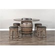 Pemberly Row Round Pub Table Set with Wine Barrel Design and Lazy Susan Storage