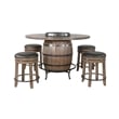 Pemberly Row Round Pub Table Set with Wine Barrel Design and Lazy Susan Storage