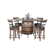 Pemberly Row Round Pub Table Set with Wine Barrel Design and Lazy Susan Storage