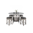 Pemberly Row Round Pub Table Set with Wine Barrel Design and Lazy Susan Storage