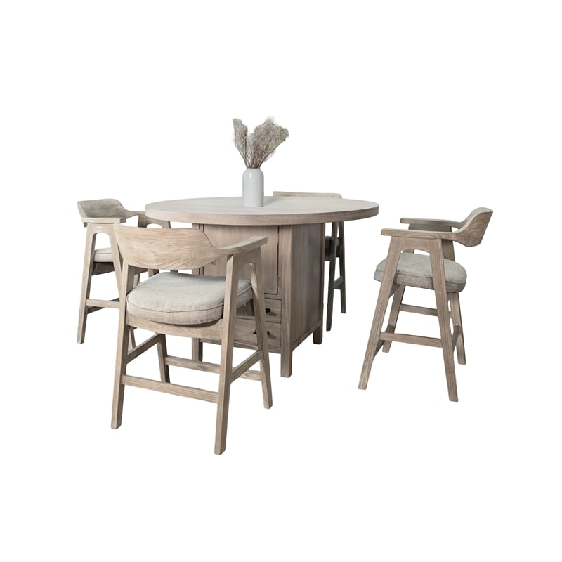 Pemberly Row Round Counter Height Dining Set with Built-in Storage and 4 Stools
