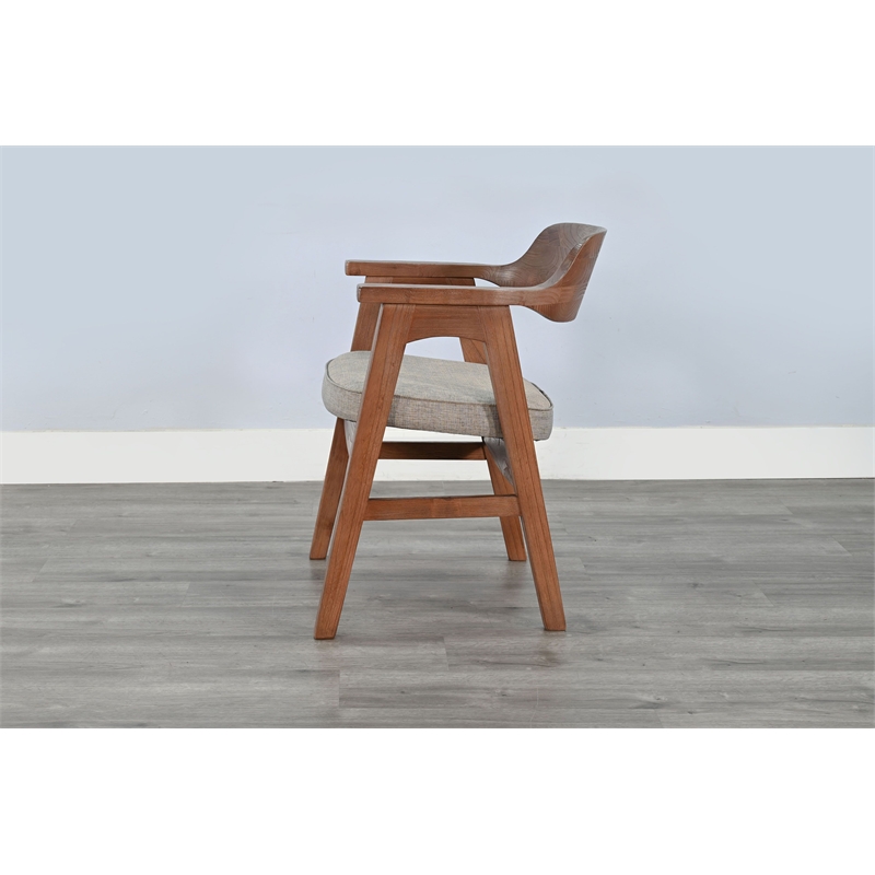 Pemberly Row 5-Piece Round Solid Wood Dining Set with Geometric Base in Cinder
