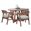 Pemberly Row 5-Piece Round Solid Wood Dining Set with Geometric Base in Cinder