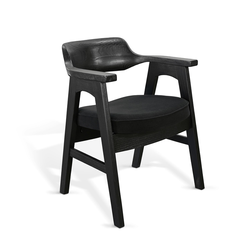 Pemberly Row 5-Piece Round Solid Wood Dining Set with Angled Base in Black