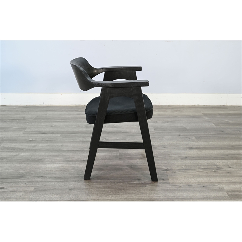 Pemberly Row 5-Piece Round Solid Wood Dining Set with Angled Base in Black