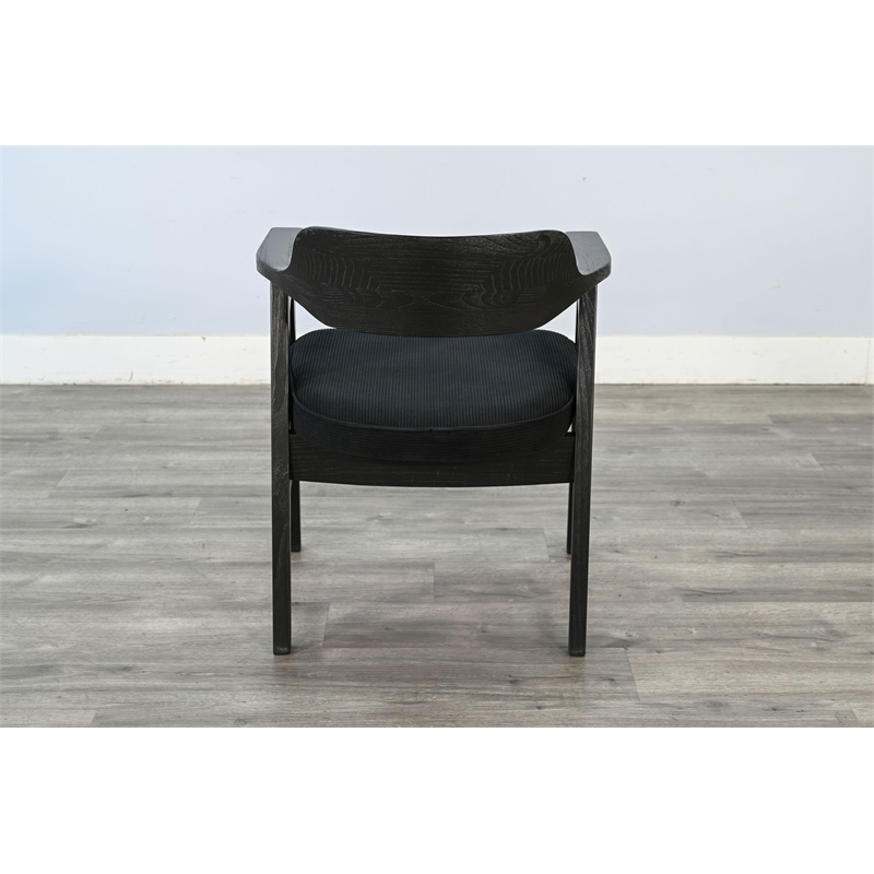 Pemberly Row 5-Piece Round Solid Wood Dining Set with Angled Base in Black