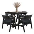 Pemberly Row 5-Piece Round Solid Wood Dining Set with Angled Base in Black