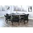 Pemberly Row 9-Piece Large Round Solid Wood Dining Set in Black