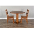 Pemberly Row 3-Piece Drop Leaf Round Dining Set with Natural Slate Inlay