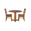 Pemberly Row 3-Piece Drop Leaf Round Dining Set with Natural Slate Inlay