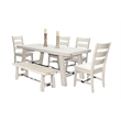 Pemberly Row 6-Piece Rustic Dining Set with Bench and Turnbuckle Stretcher