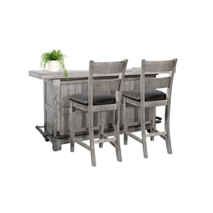 Pemberly Row 80&quot Traditional Wood Home Bar Set with Stemware Rack and Storage