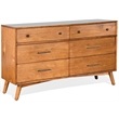 Pemberly Row Mid-Century Solid Wood 6-Drawer Dresser and Mirror Set in Walnut