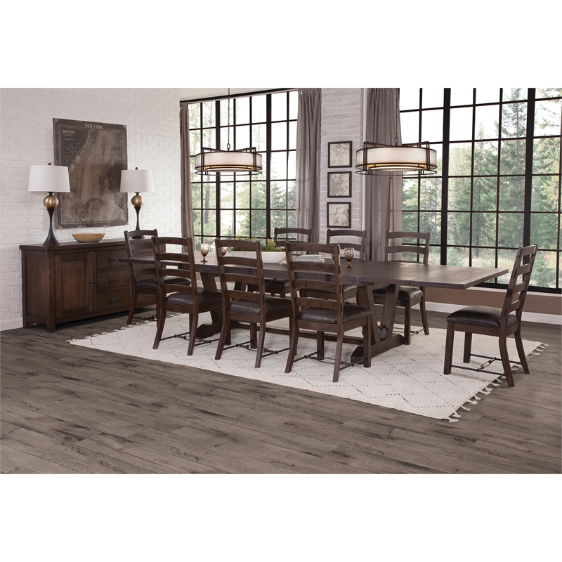 Pemberly Row 9-Piece Solid Wood Extension Dining Set with Metal Stretchers