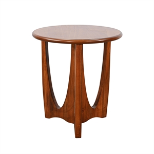 Pemberly Row Mid-Century Round Top End Table with U-Shaped Legs in Cinnamon