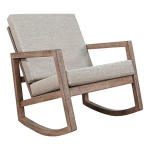 Pemberly Row Fabric Upholstered Rocking Chair with Wood Frame in Gray