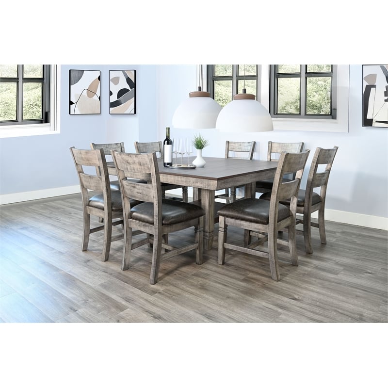 Pemberly Row 9-Piece Mahogany Square Dining Set with Built-In Storage Shelf