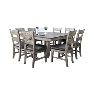 Pemberly Row 9-Piece Mahogany Square Dining Set with Built-In Storage Shelf