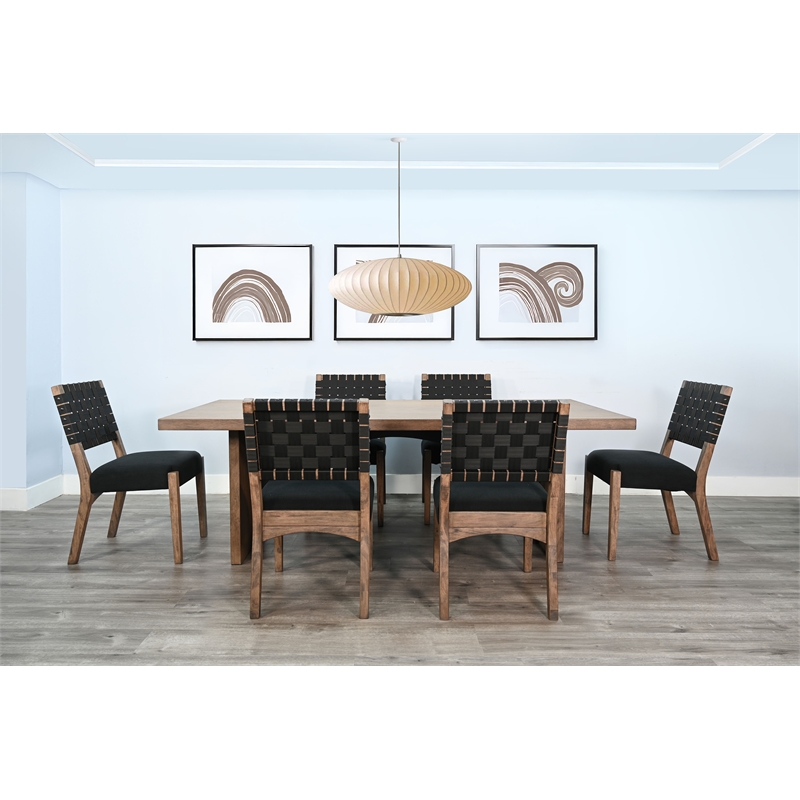 Pemberly Row 7-Piece Rectangular Dining Set with Arched Base in Black and Wood