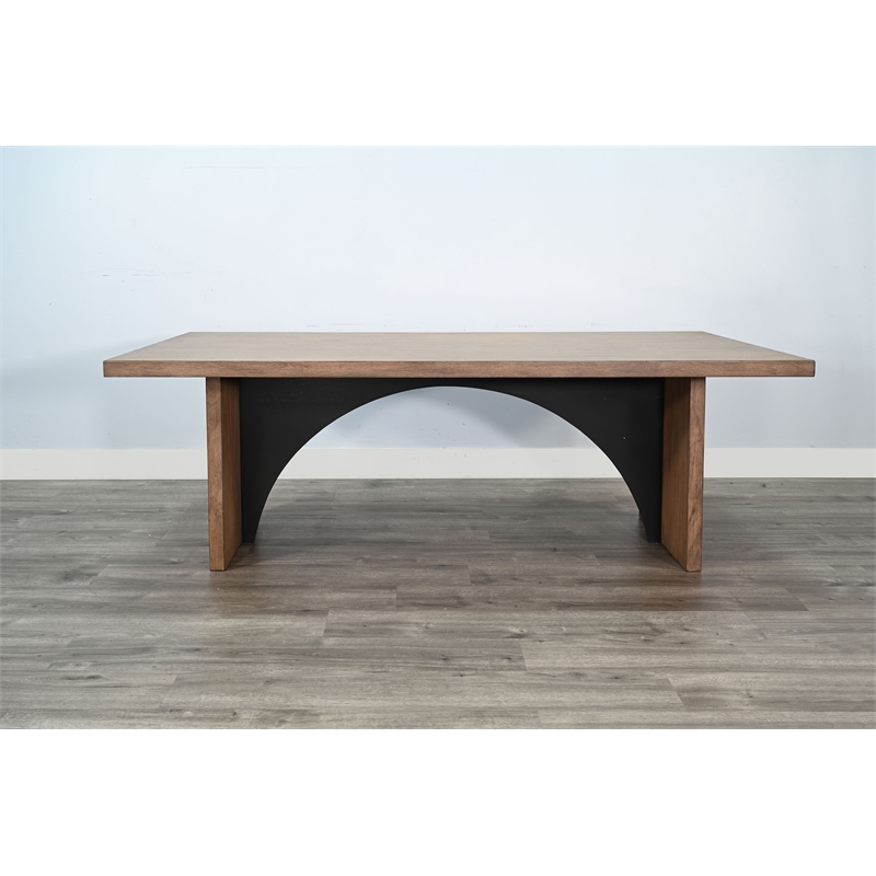 Pemberly Row 7-Piece Rectangular Dining Set with Arched Base in Black and Wood