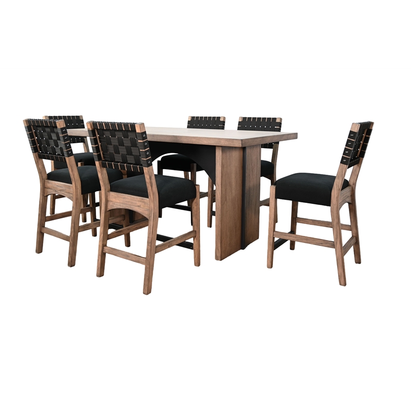 Pemberly Row 7Pc Arch Counter Height Dining Set in Black and Wood