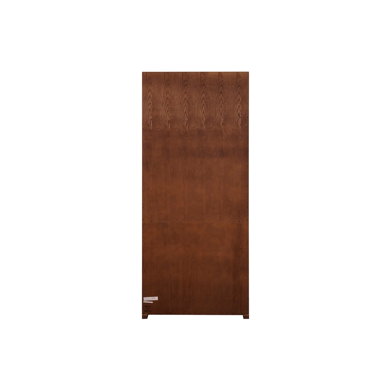 Pemberly Row Wood Bookcase with Doors and Adjustable Shelves in Distressed Brown