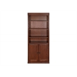 Pemberly Row Wood Bookcase with Doors and Adjustable Shelves in Distressed Brown