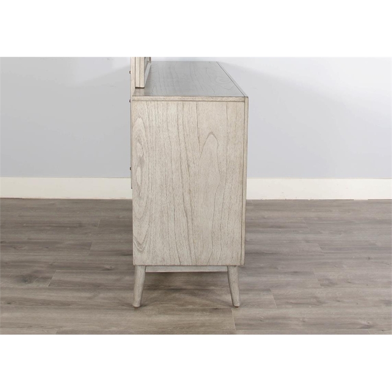 Pemberly Row Solid Wood 6-Drawer Mid-Century Bedroom Dresser in Gray