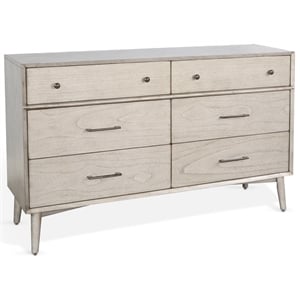 Pemberly Row Solid Wood 6-Drawer Mid-Century Bedroom Dresser in Gray