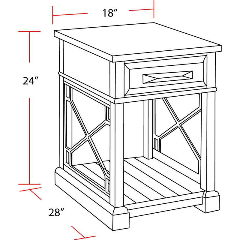 Pemberly Row Wood Chairside Table with Power Center and USB in Smokey Gray