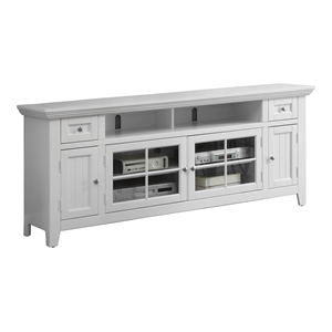Pemberly Row 72&quot TV Console with Glass Doors & Soundbar Opening in Vintage White