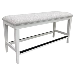 Pemberly Row 49&quot Upholstered Counter-Height Bench with Boucle Fabric in White