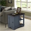 Pemberly Row Wood Chairside Table with Power Center and Storage in Denim Blue
