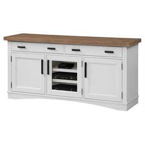 Pemberly Row 63&quot Traditional Wood TV Console with Power Center in White