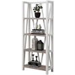 Pemberly Row Traditional Wood Etagere Bookcase with Cross Supports in White