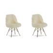Pemberly Row Cream Faux Fur with Gold Metal Leg Accent Chairs - Set of 2