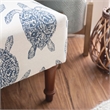 Pemberly Row Set of 2 Turtle Print Armless Accent Chairs in Blue & Cream