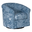 Pemberly Row Coastal Set of 2 Blue Seashell Pattern Swivel Club Chairs