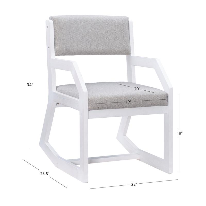 Pemberly Row Set of 2 Sled Base Lounge Chairs in White & Gray
