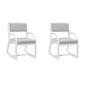 Pemberly Row Set of 2 Sled Base Lounge Chairs in White & Gray