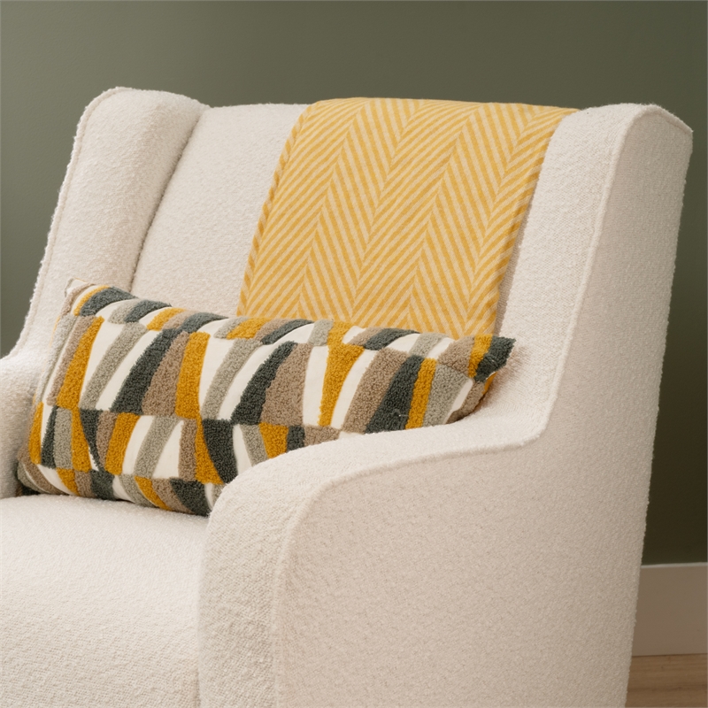 Pemberly Row Swivel Rocker Chairs in White Sherpa Upholstery - Set of 2