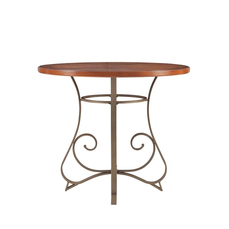 Pemberly Row 3-Piece Dining Set with Cherry Wood Table and 2 Padded Side Chairs