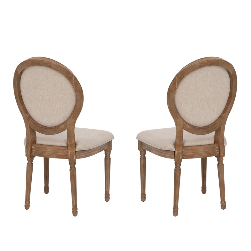 Pemberly Row Dining Room Set - 6 Upholstered Chairs and Oak Wood Table