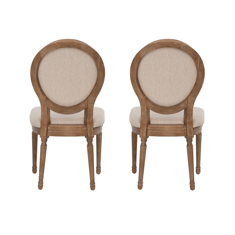 Pemberly Row Dining Room Set - 6 Upholstered Chairs and Oak Wood Table