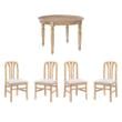 Pemberly Row 5-Piece Dining Set - Oak Table & Slat Back Chairs in Natural