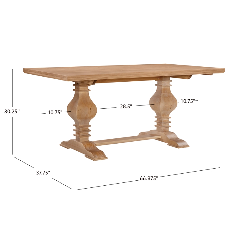 Pemberly Row 7-Piece Dining Set - Double Pedestal Table & 6 Ladder Back Chairs