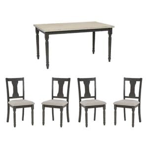 Pemberly Row 5-Piece Dining Set with Smokey White & Gray Table and Chairs