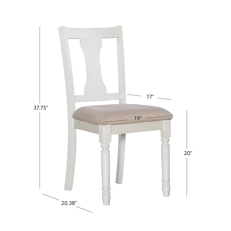Pemberly Row 5Pc Dining Set with White and Honey Brown Table and 4 Chairs