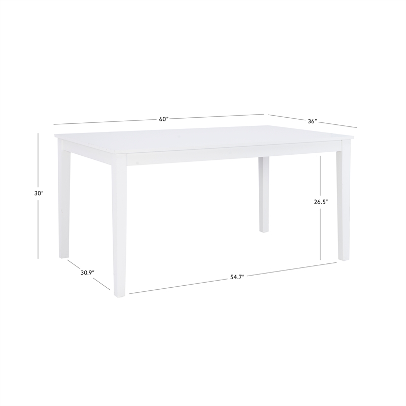 Pemberly Row Dining Table Set with 6 Chairs in White Glossy Lacquer Finish