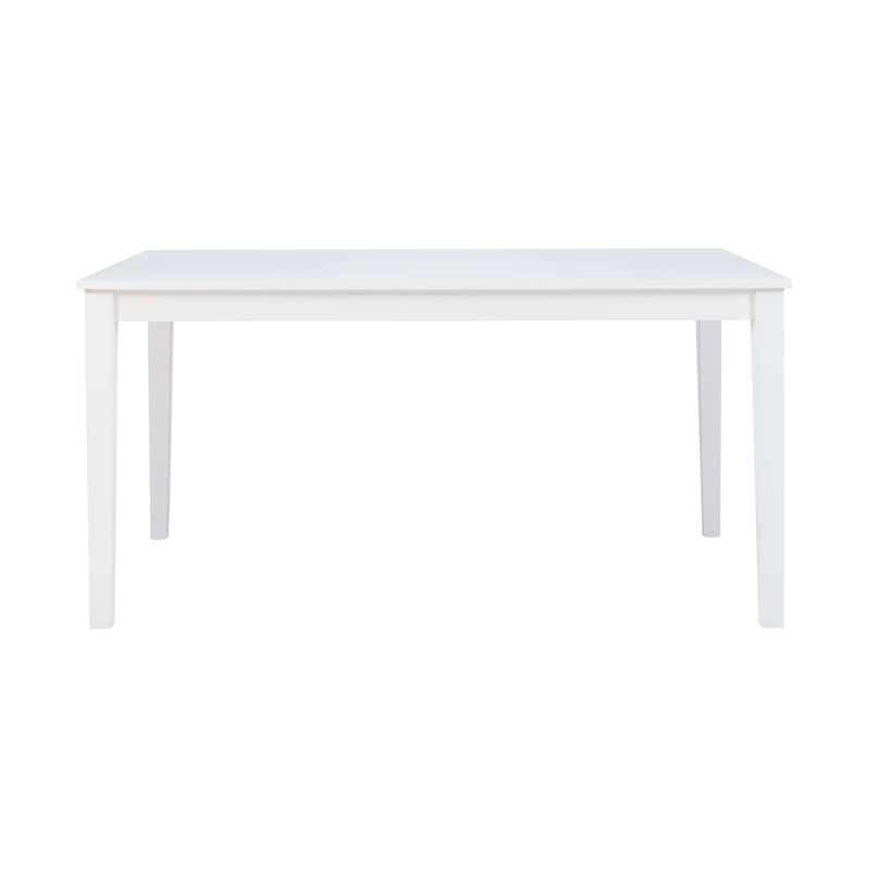 Pemberly Row Dining Table Set with 6 Chairs in White Glossy Lacquer Finish